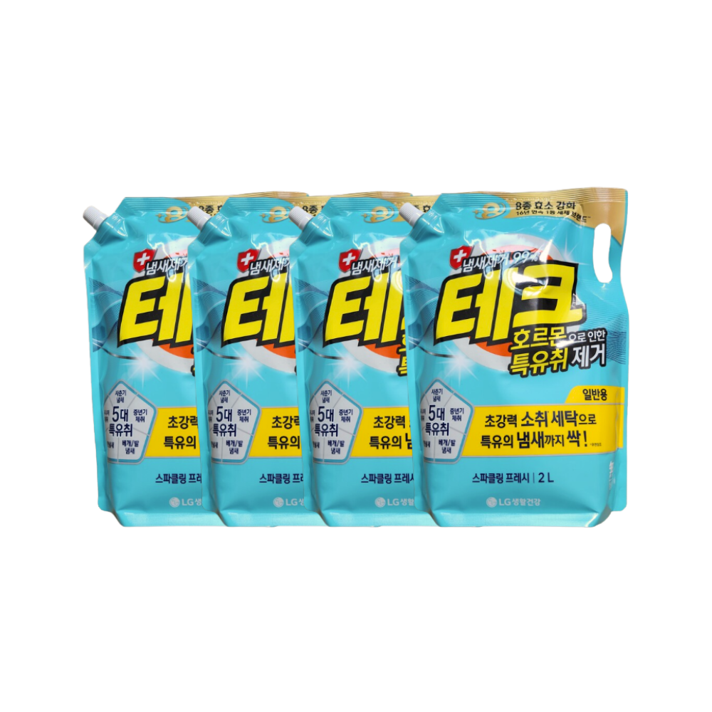 테크 호르몬 특유취 제거 실내건조 액체세제 (일반) 리필 2L x4개 - 상품 이미지