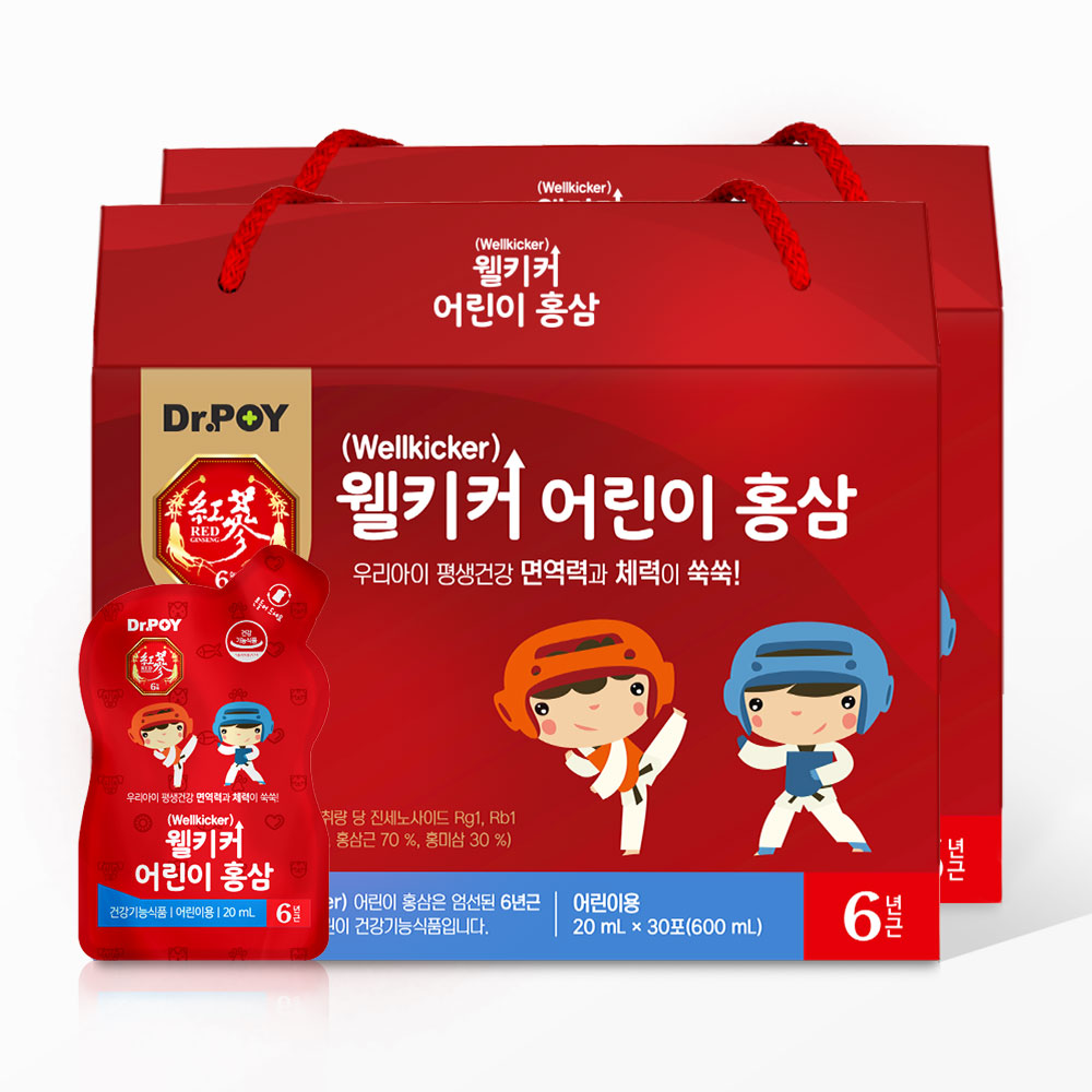 (2개월분) 닥터포이 웰키커 어린이 홍삼 두돌 아기 아이 유아 키즈 홍삼정 30포, 2개 - 메인 이미지