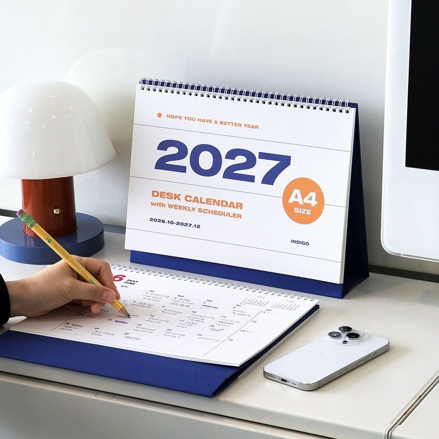 2027년 탁상달력 대형 A4 27년 데스크 캘린더 2027 책상 스케줄러 메모 인디고 이미지 6