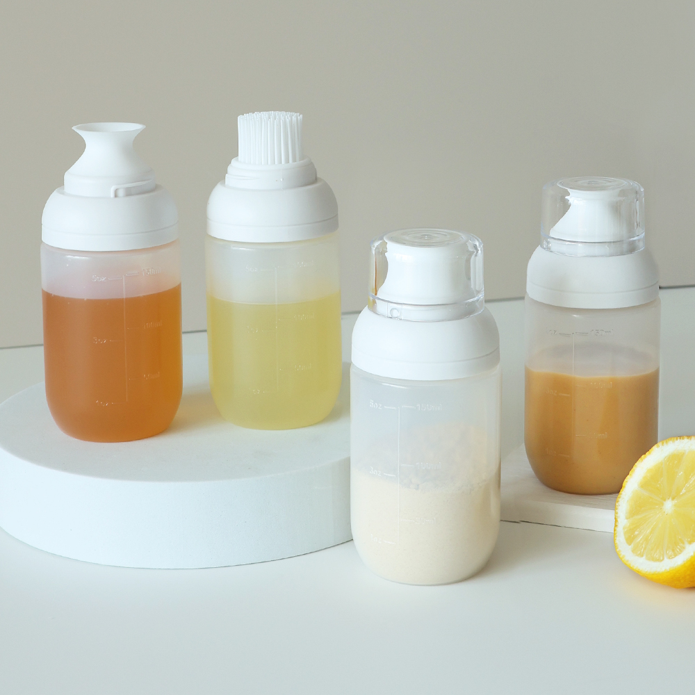 퓨어 실리콘 다용도 양념통 160ml 4종(소스통 소금통 브러쉬 오일병) / 소분 소스용기 - 상품 이미지