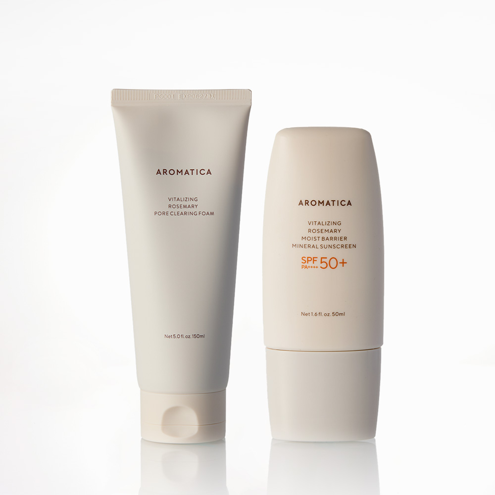 아로마티카 바이탈라이징 로즈마리 클리어링 폼 & 선크림 SPF 50+ PA++++ 2종 세트 - 메인 이미지