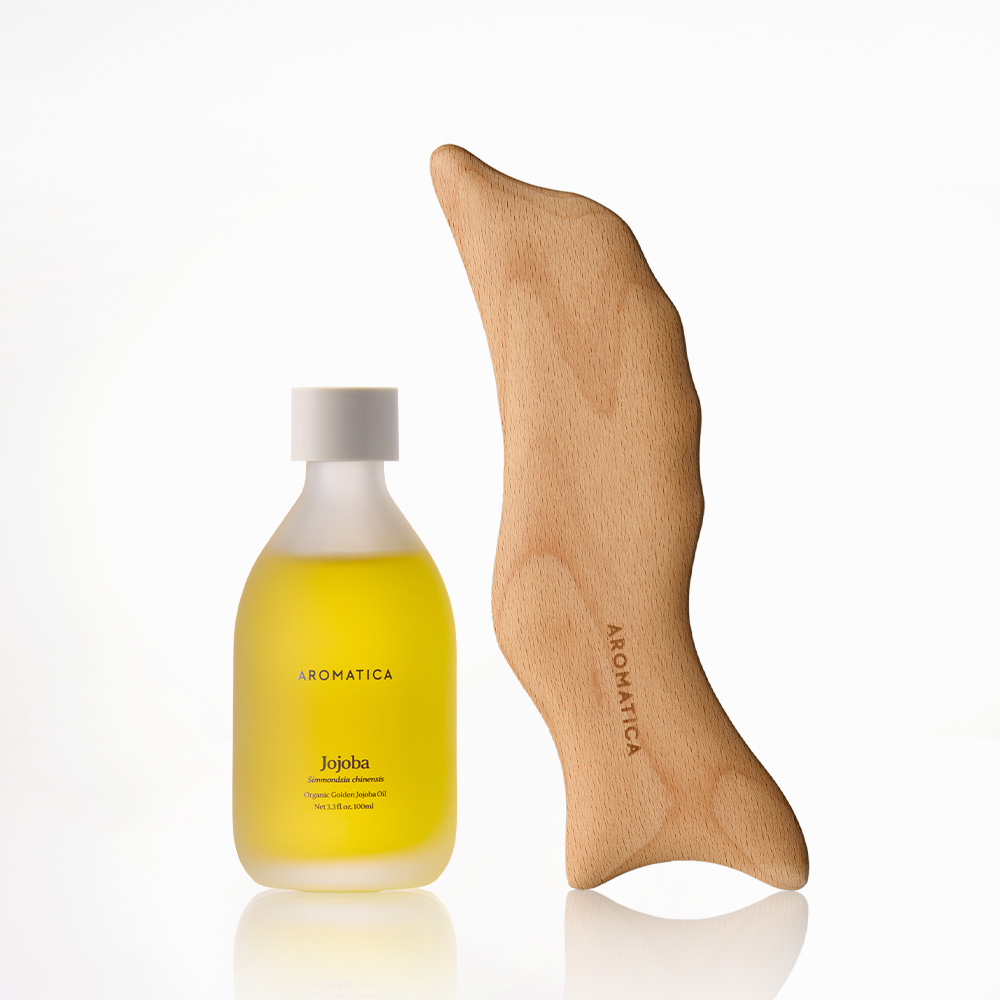 아로마티카 오가닉 골든 호호바 오일 100ML & 돌고래 바디 괄사 마사지 2종 세트 리츄얼 바디케어 마사지오일 - 상품 이미지