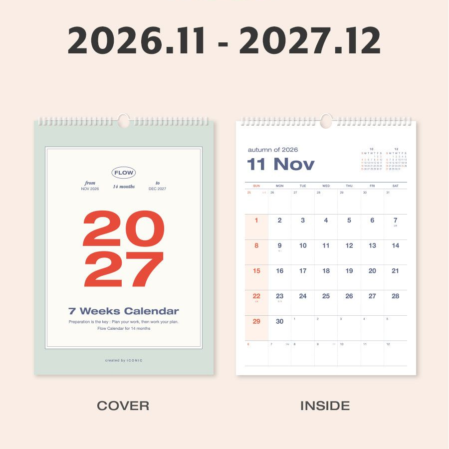 2027년 벽걸이달력 대형 27년 심플 모던 월 캘린더 2027 큰달력 플로우 A3, 1개 이미지 8