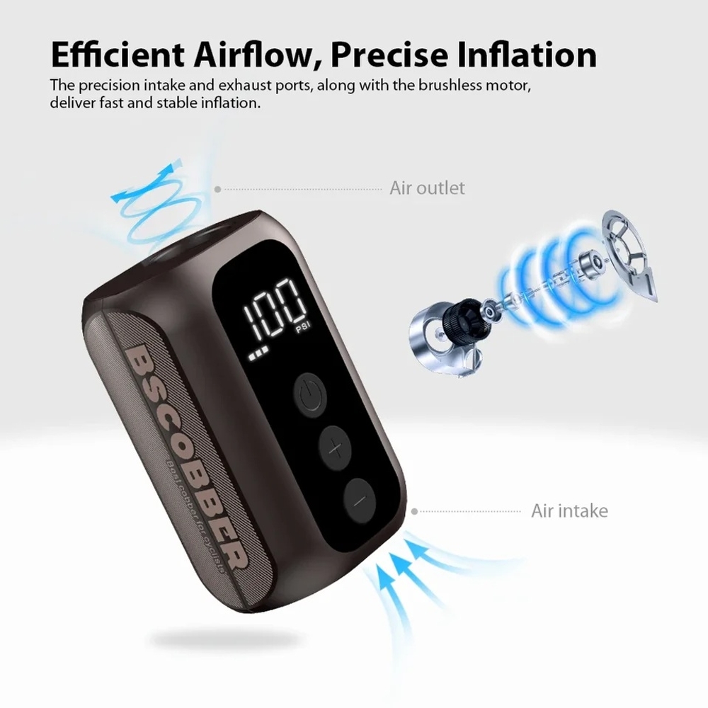 휴대용 에어 펌프 타이어 공기 주입기 자전거 튜브 바람 주입기 BSCOBBER A5mini 100PSI - 상세 이미지 3