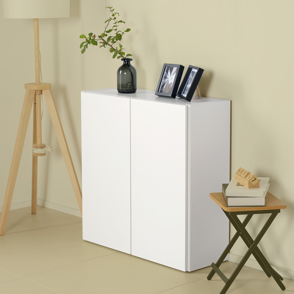 스토바 틈새 주방 거실 다용도 도어 수납장 800x295x815mm, 2단, 네추럴크림화이트 이미지 7