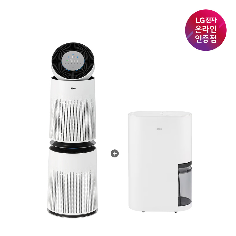 LG 퓨리케어 AI 360 공기청정기 + LG 휘센 오브제컬렉션 제습기 (AS285DWWC + DQ214MEGA) - 상품 이미지