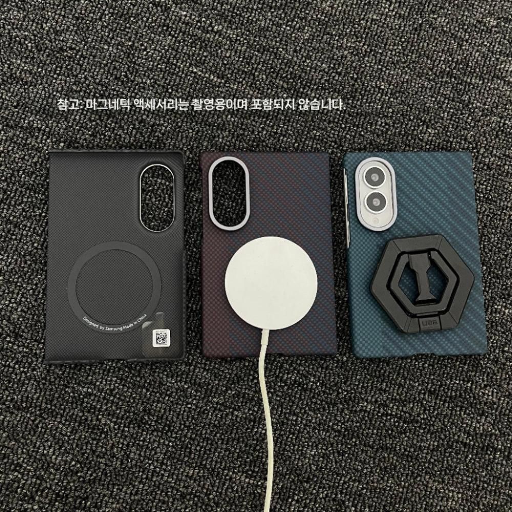 갤럭시 폴드8 와이드 울트라 케이스 맥세이프 카본 파이버 텍스처 케블라 마그네틱 커버 - 상세 이미지 3