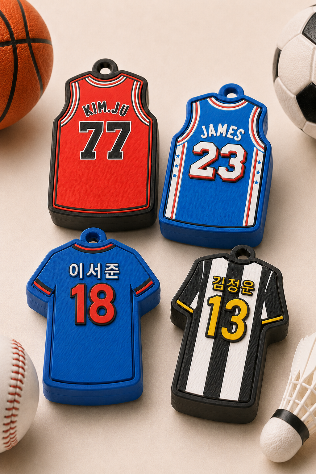 농구 축구 야구 유니폼 클릭커 키링 주문제작 이름 등번호 커스텀 MYCLIK - 상품 이미지