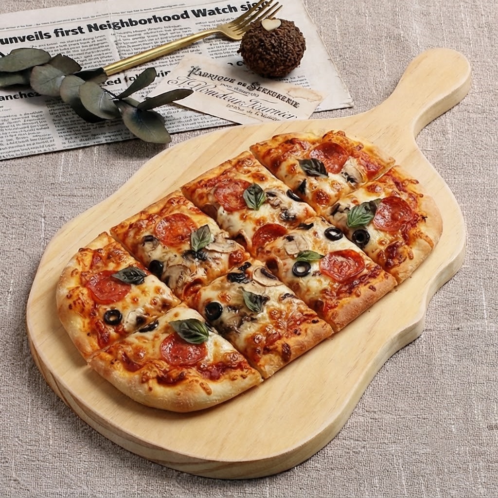 원목 손잡이 빵도마 플레이팅 피자 도마 피자판 서빙보드 36x24cm, 마비니 대 - 상세 이미지 3
