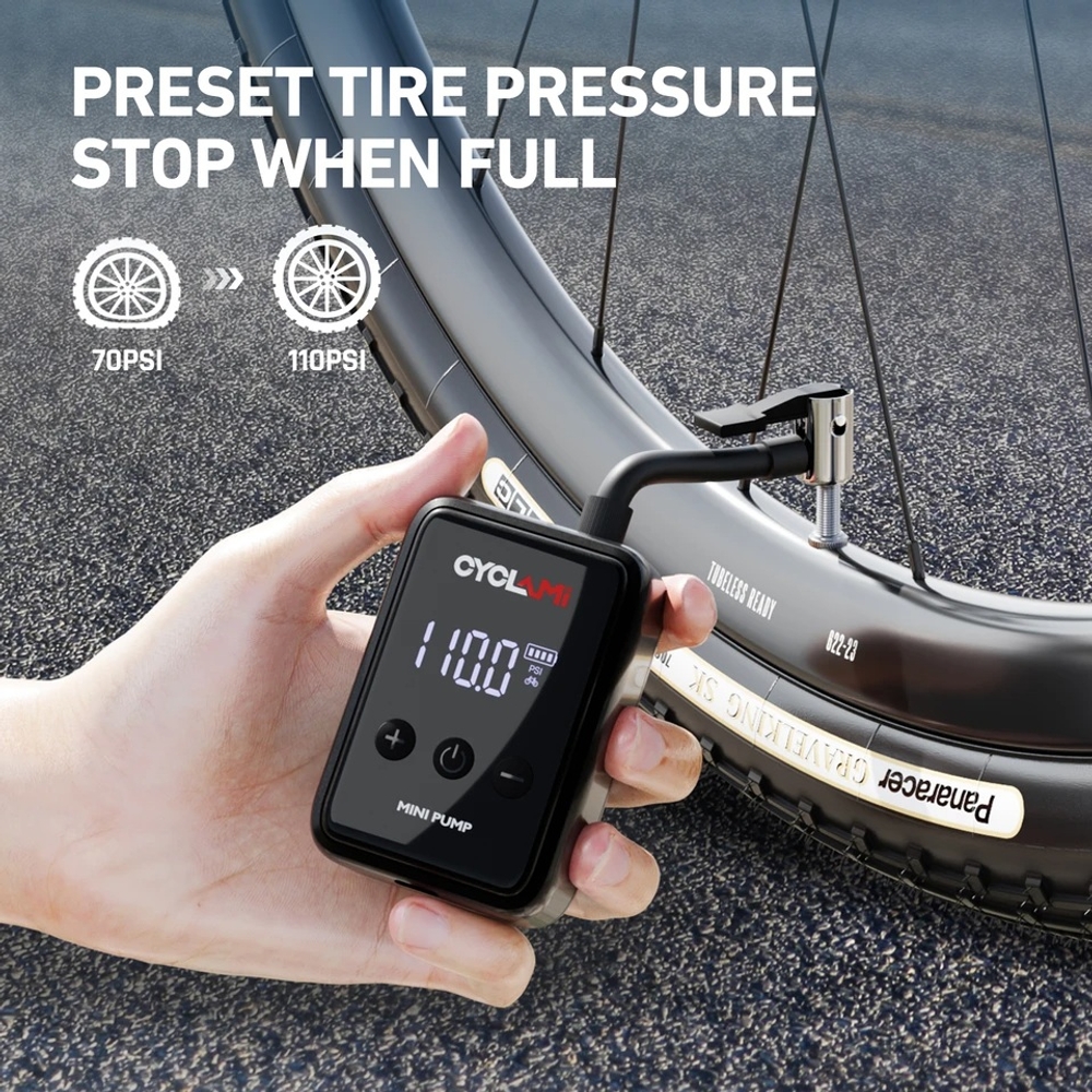 휴대용 에어 펌프 타이어 공기 주입기 바람 주입기 150PSI Schrader Presta HW125 - 상세 이미지 2