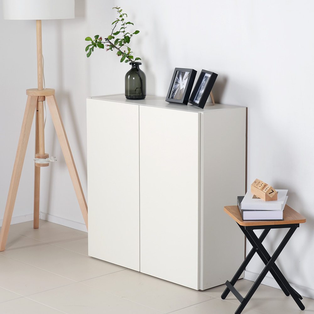 스토바 틈새 주방 거실 다용도 도어 수납장 800x295x815mm, 2단, 네추럴크림화이트 - 상세 이미지 4