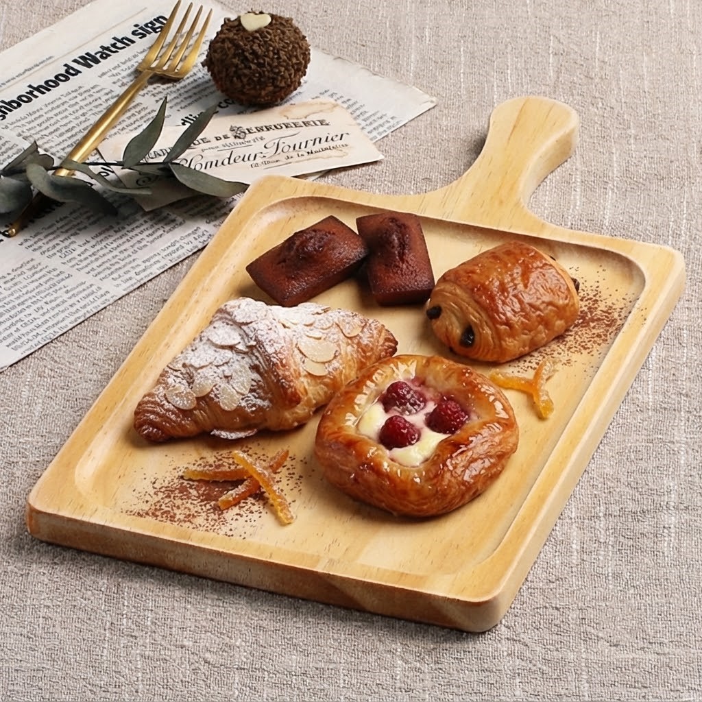 원목 손잡이 빵도마 플레이팅 피자 도마 피자판 서빙보드 25.5x18.5cm, 바탄 1호 - 상품 이미지