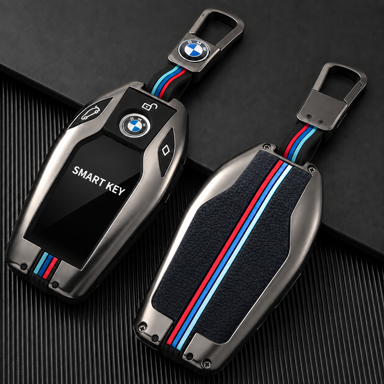 메탈 스마트 키케이스 키 홀더 커버 차량 악세사리 BMW, 디스플레이키, 그레이 - 상품 이미지