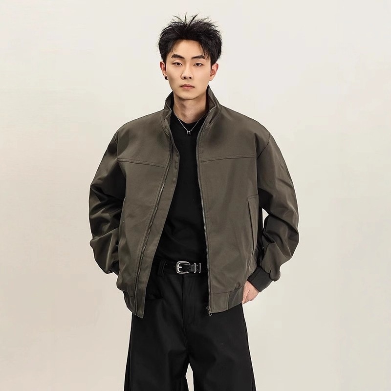 남성 가을 스탠드카라 블루종 자켓 캐주얼 집업 점퍼 데일리 아우터 - 상세 이미지 5