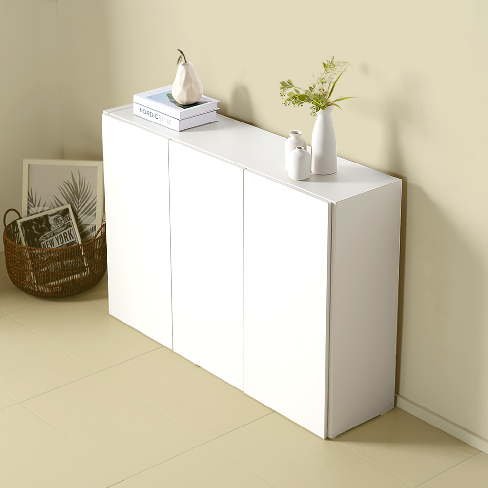 스토바 틈새 주방 거실 다용도 도어 수납장 1200x295x815mm, 2단, 크림화이트 이미지 7