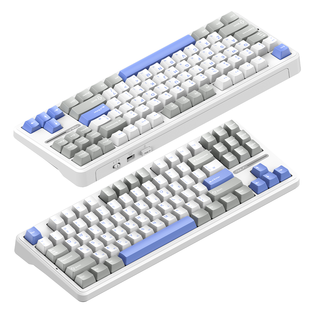 AULA F87Pro 유무선 독거미 한글 기계식 키보드 펀키스 국내 정품 라벤더 화이트, 저소음 솜사탕축 - 상세 이미지 4