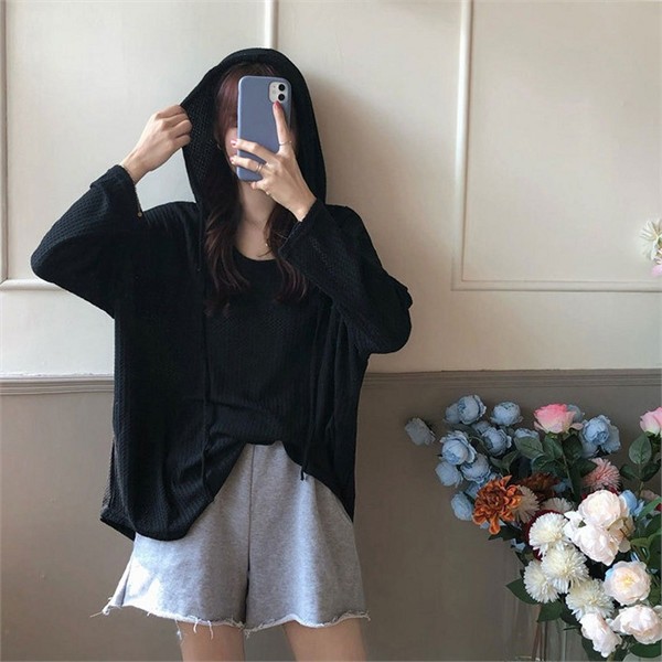 데일리 여성 후드 티 오버핏 여성 루즈핏 후드 티 봄가을 - 상품 이미지