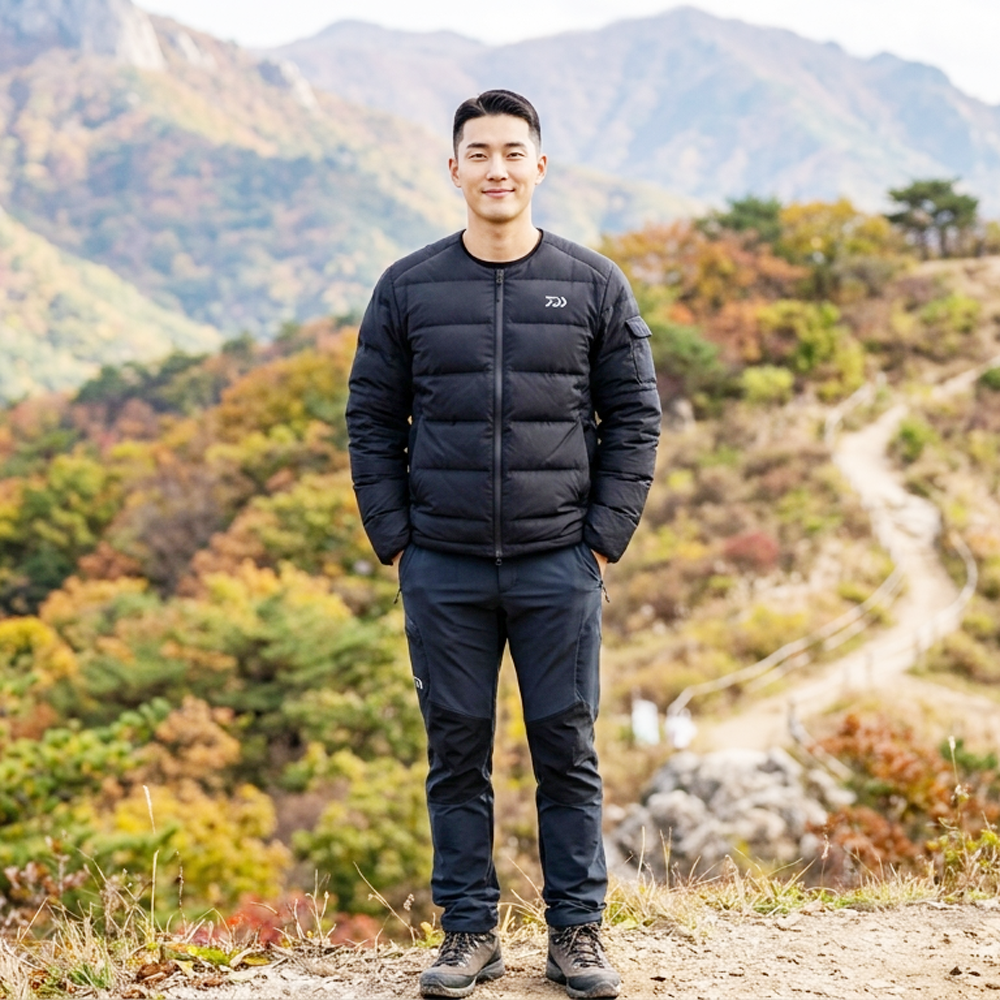 한국다이와 DJ-5626KS 경량패딩 라운드넥 내피 낚시복 블랙, M - 상세 이미지 5