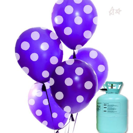 생일축하 헬륨가스풍선 30p 보라색 물방울패턴 파티장식 리본포함