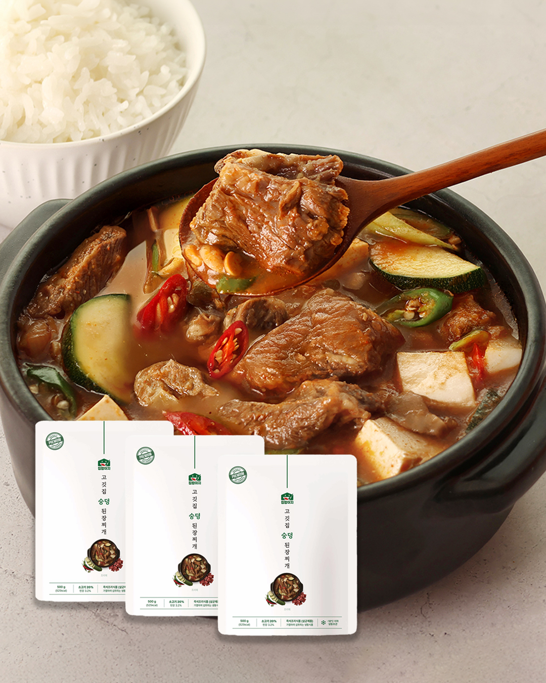 집밥이지 고깃집 숭덩 된장찌개 500g, 3개 - 메인 이미지