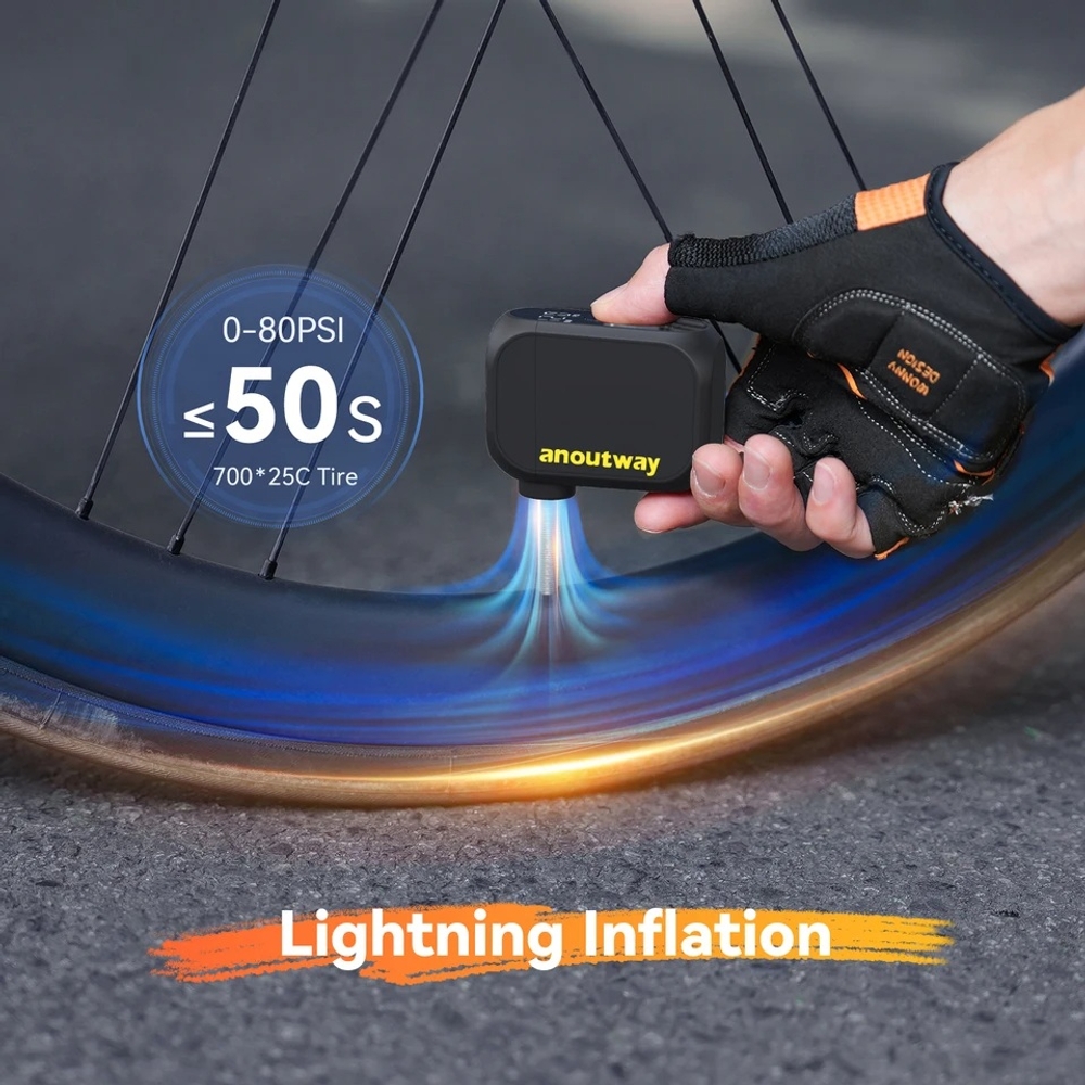 휴대용 에어 펌프 타이어 공기 주입기 자전거 튜브 바람 주입기 Anoutway 120PSI - 상세 이미지 3