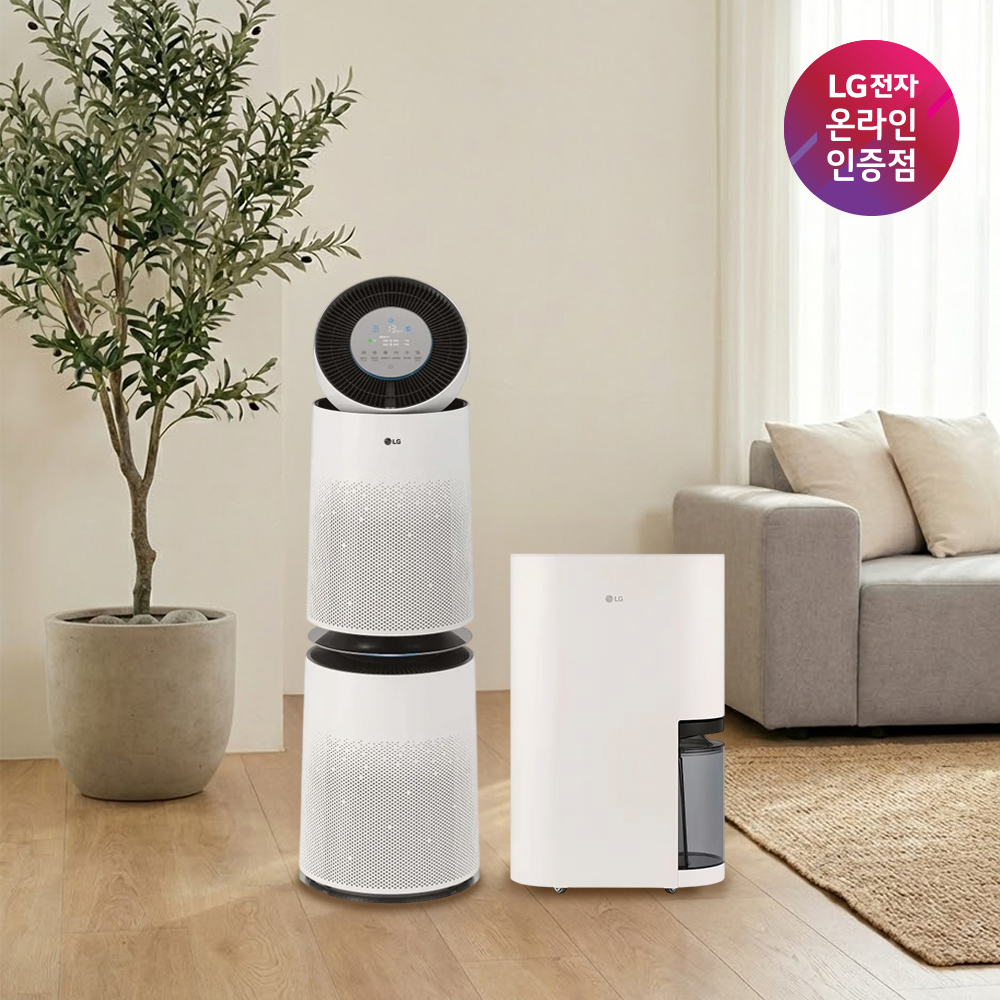 LG 퓨리케어 AI 360 공기청정기 + LG 휘센 오브제컬렉션 제습기 (AS285DWWC + DQ214MEGA) - 상품 이미지