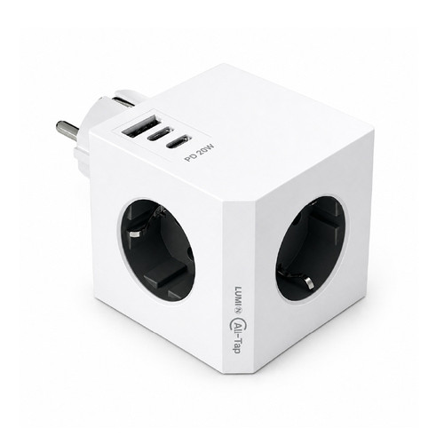 루미앤 올탭큐브 3구 멀티콘센트 플러그타입 코드1.5m선 USB 1A 2C 고속충전 화이트 - 상세 이미지 2