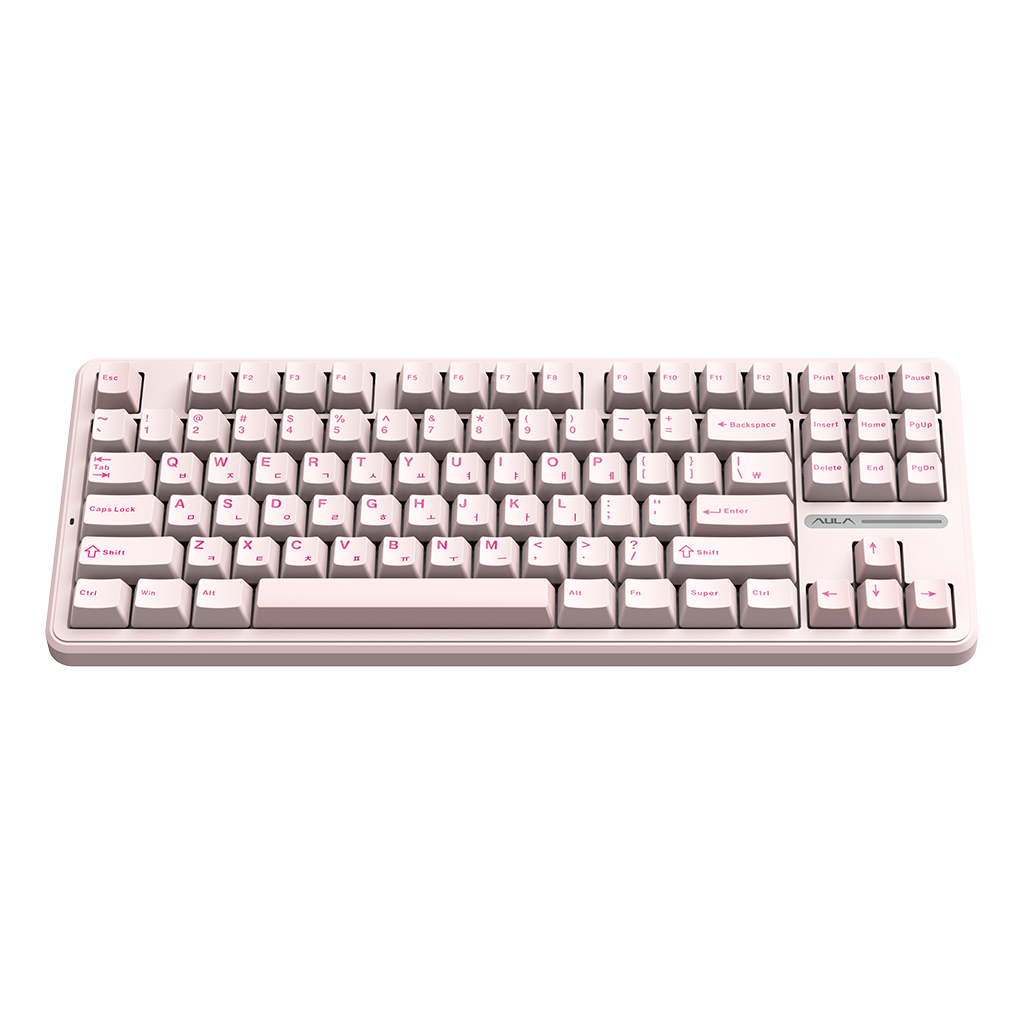 AULA F87Pro 유무선 독거미 한글 기계식 키보드 펀키스 국내 정품 블러쉬 핑크, 세이야축 - 메인 이미지