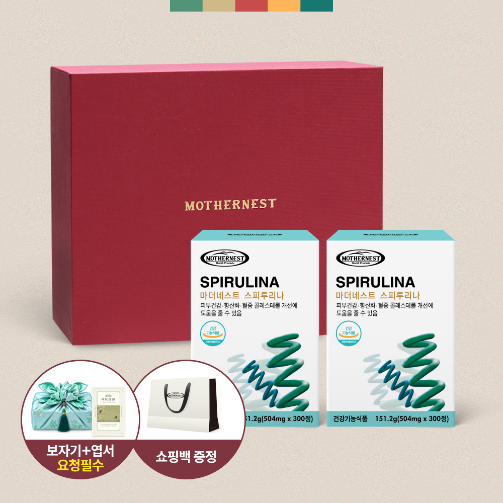 마더네스트 슈퍼푸드 스피루리나 300정 2개입 선물세트 - 상품 이미지