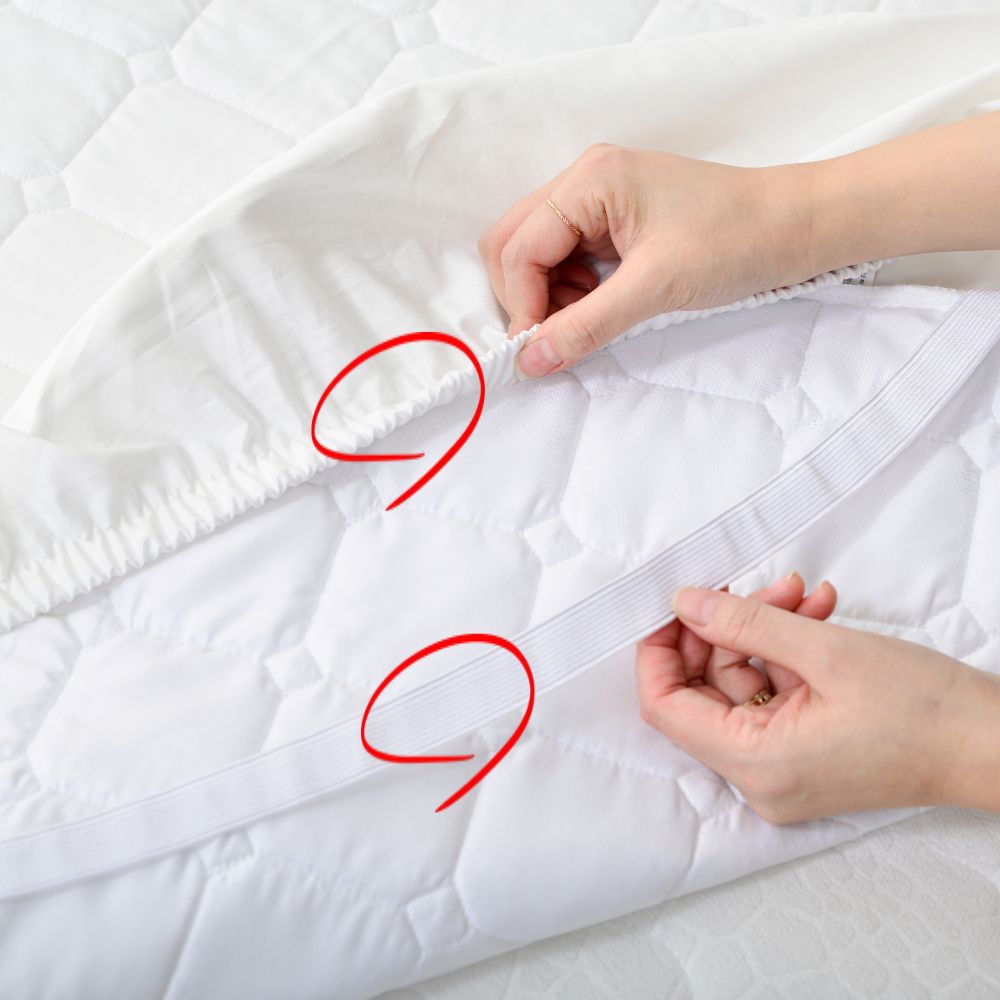 국산 순면 침대커버 2중고정 밴딩 슈퍼싱글매트리스커버 이미지 2