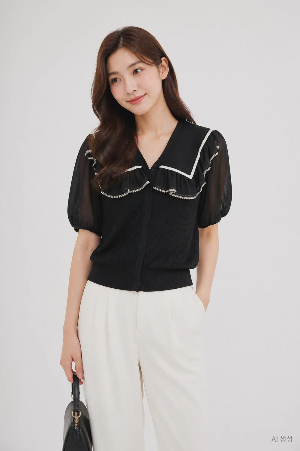 샤틴 블랙 여자 85 가디건 O3580 - 상품 이미지