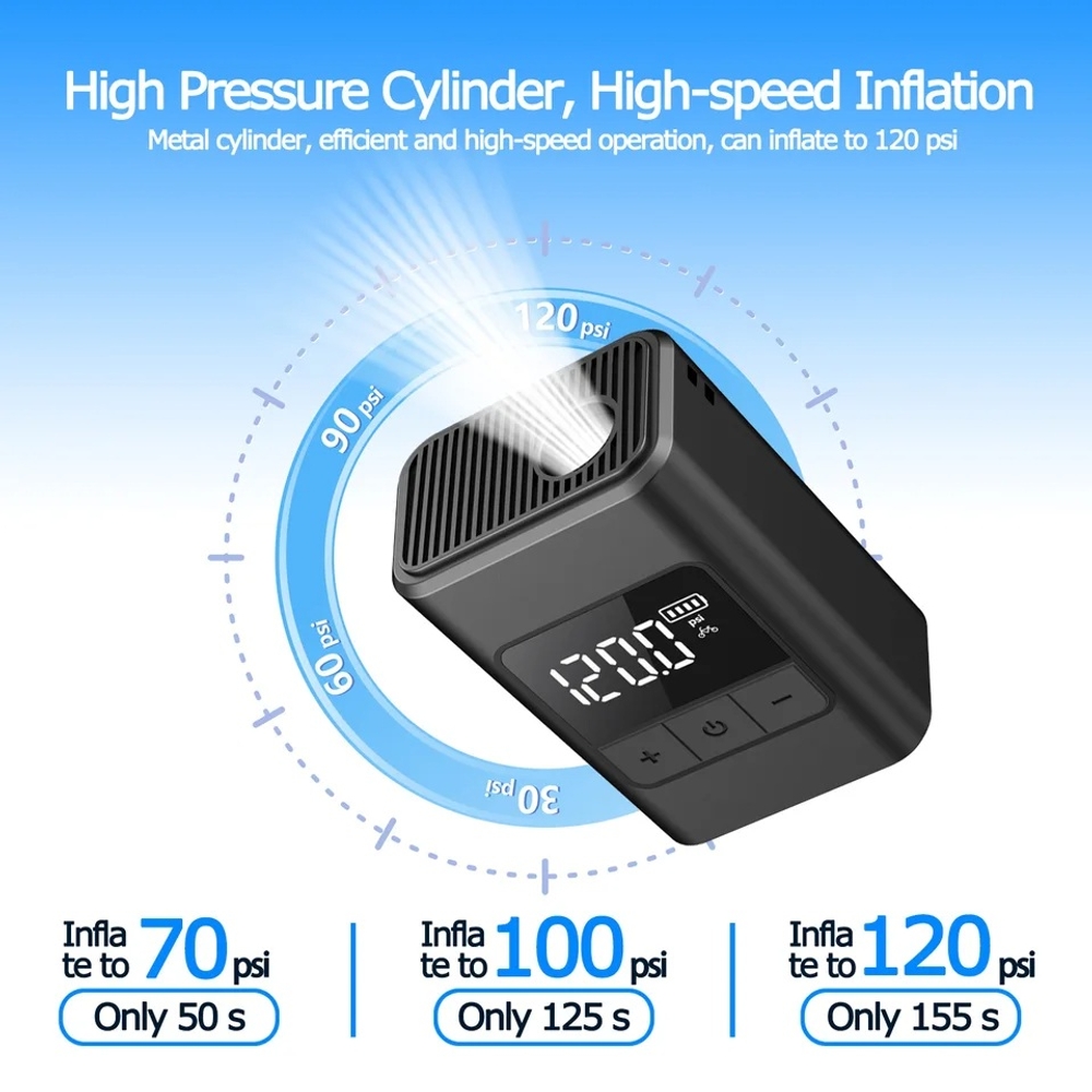 휴대용 에어 펌프 타이어 공기 주입기 자전거 튜브 바람 주입기 120PSI DXHW346 - 상세 이미지 4