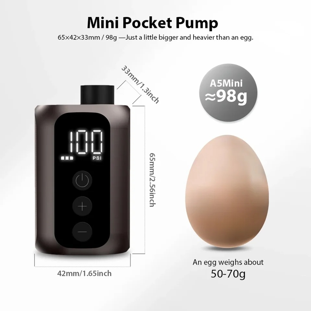 휴대용 에어 펌프 타이어 공기 주입기 자전거 튜브 바람 주입기 BSCOBBER A5mini 100PSI 이미지 6