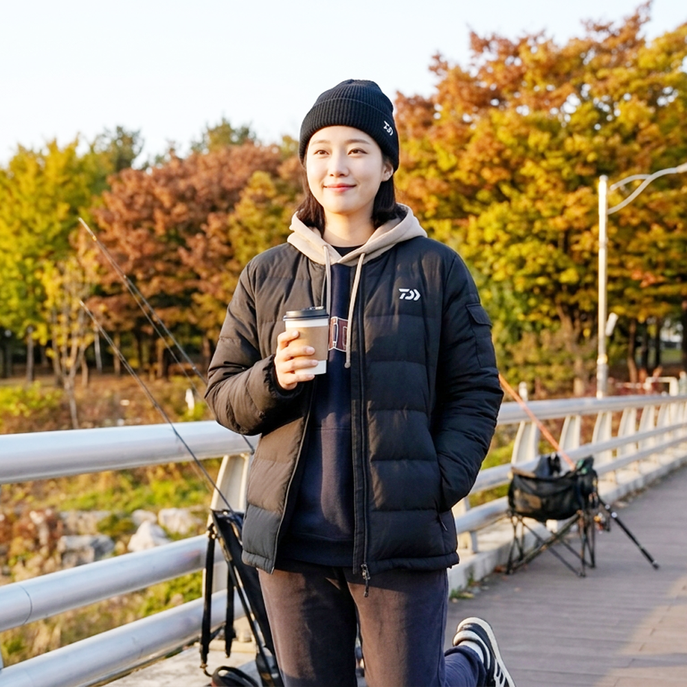 한국다이와 DJ-5626KS 경량패딩 라운드넥 내피 낚시복 블랙, XL - 상품 이미지