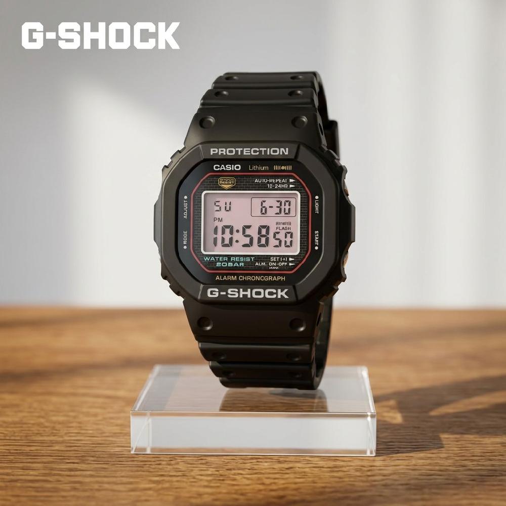 카시오 지샥 초대 복각 디지털 손목시계 DW-5000R-1A - 상품 이미지
