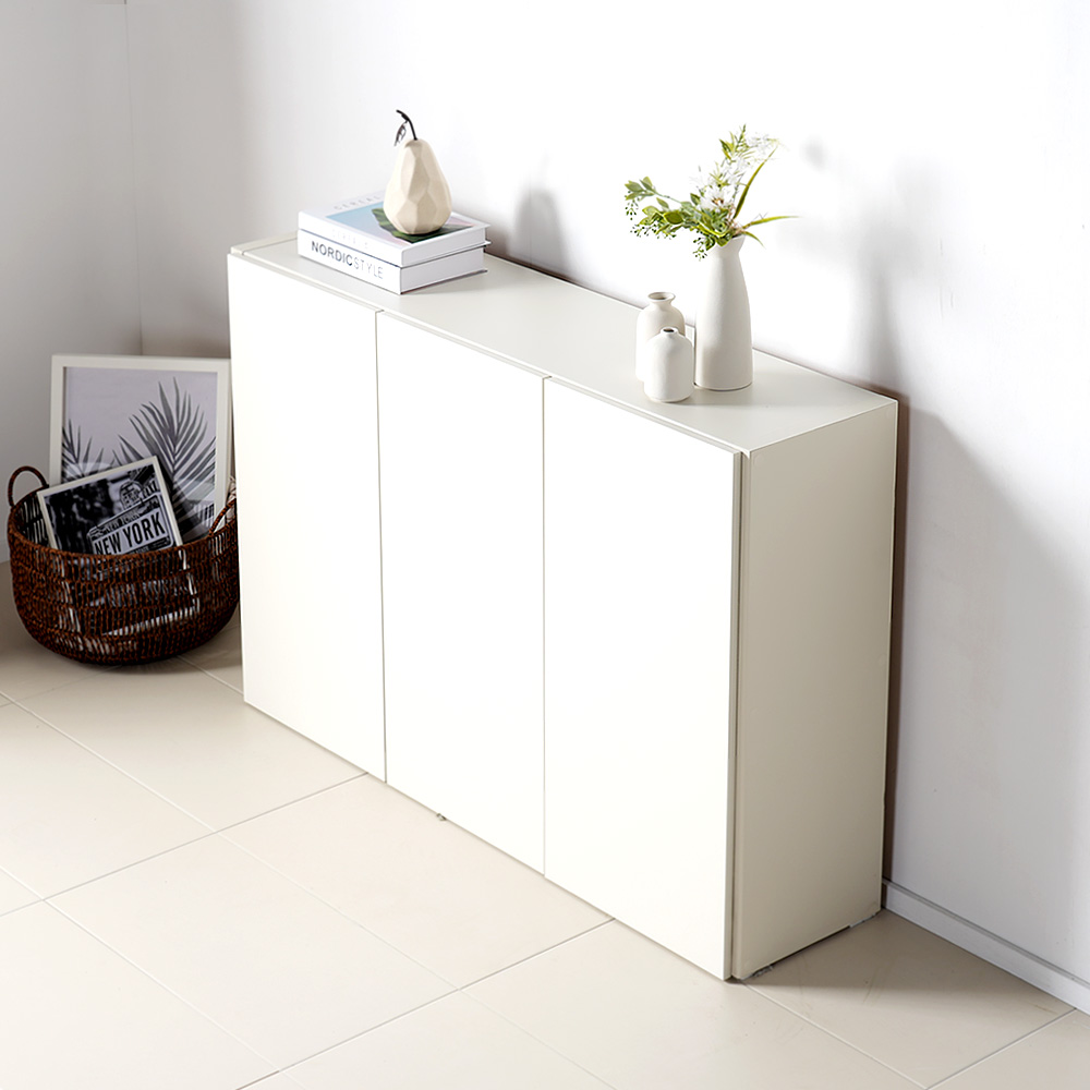 스토바 틈새 주방 거실 다용도 도어 수납장 1200x295x815mm, 2단, 크림화이트 - 상세 이미지 4