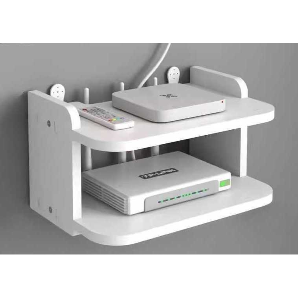 벽면 와이파이 선반 셋탑박스 모뎀 정리대 고정 받침 2단 26cm - 상품 이미지