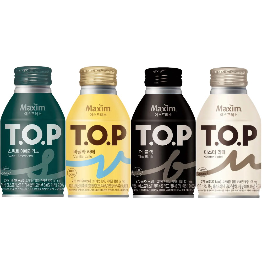 맥심 티오피커피 마스터라떼 더블랙 스위트아메리카노 바닐라 라떼 275ml 각5개씩 총20캔 - 상품 이미지