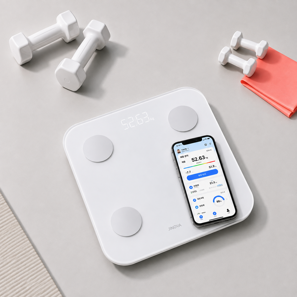 지노바 BodySync 디지털 LED 스마트 가정용 체중계 정확한 몸무게 체지방 측정기 상품 이미지