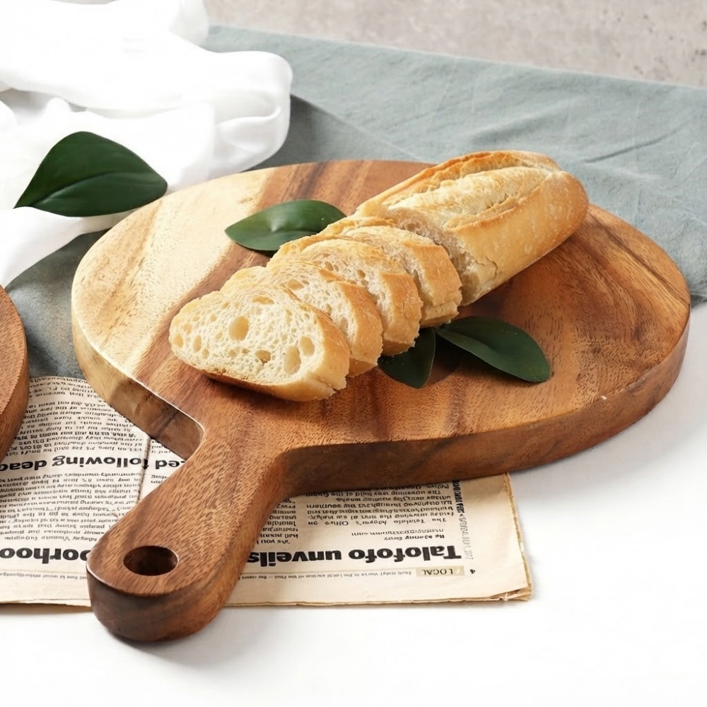 미뇽 원형 손잡이 빵도마 피자판 피자 서빙보드 플레이팅 도마 26.8cm, 1개 이미지 7
