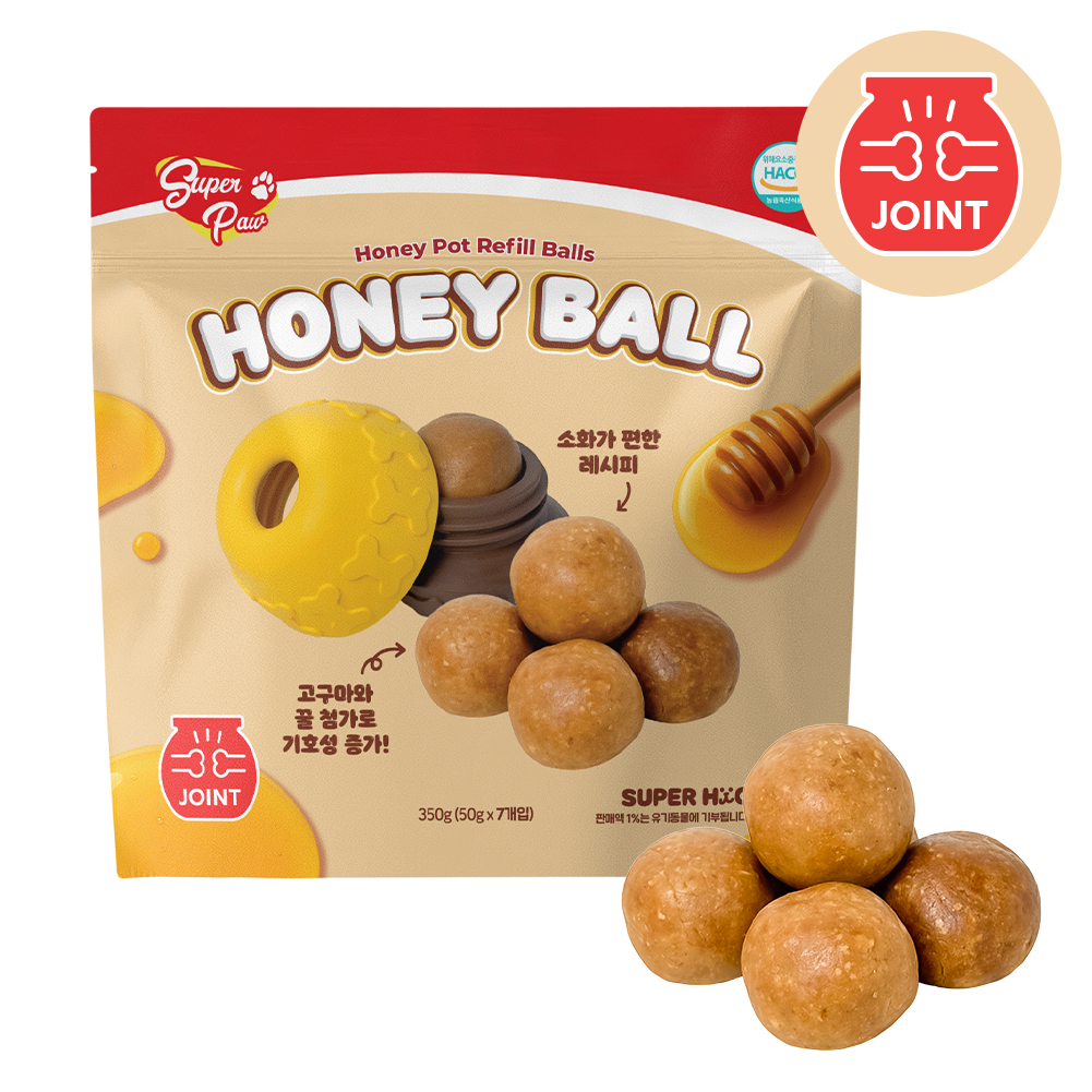 슈퍼포우 강아지 간식 허니볼 조인트 관절건강, 350g, 1개 - 상품 이미지