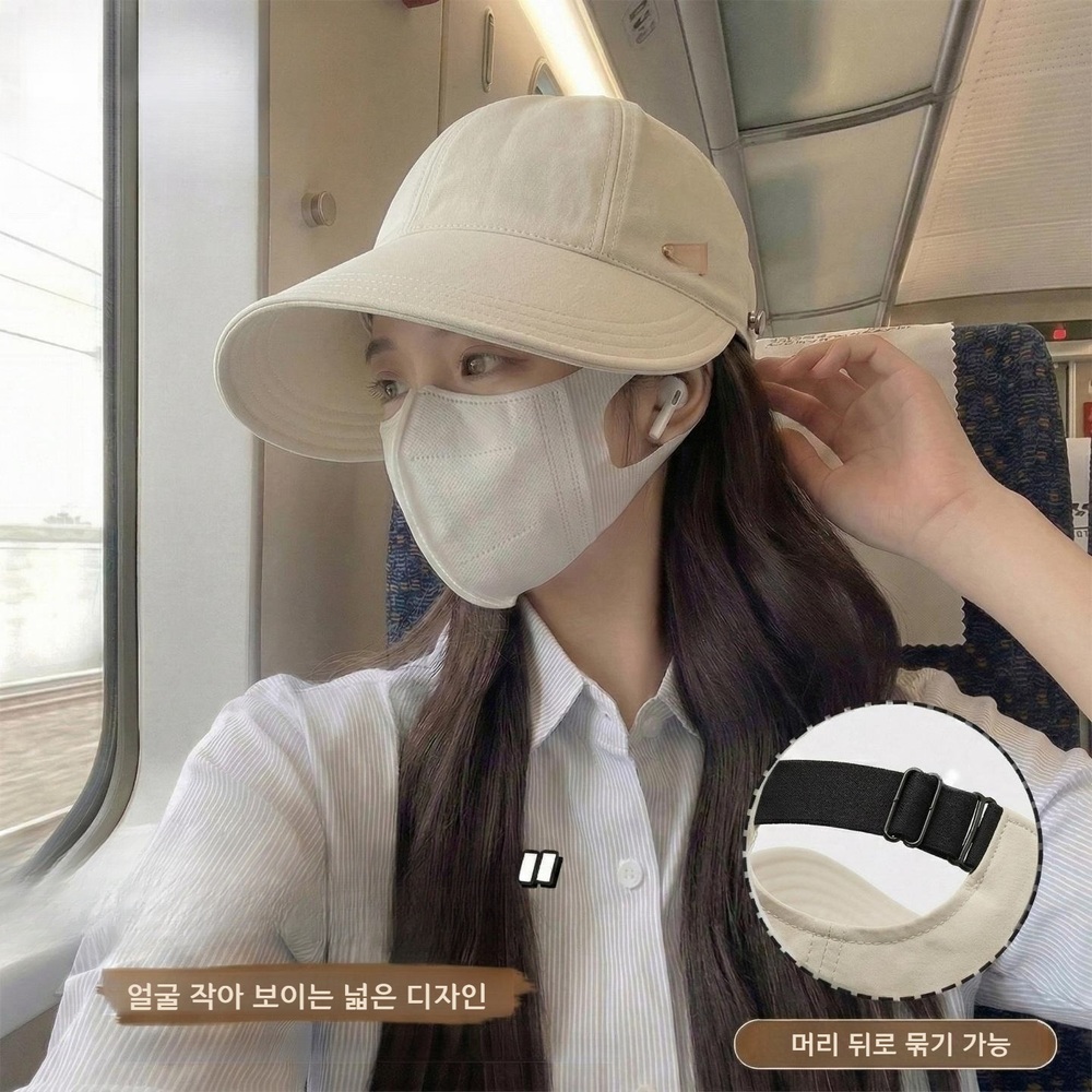 벙거지 썬캡 여성 햇빛가리개 자외선차단 봄가을 모자 화이트 54-60cm - 상세 이미지 2