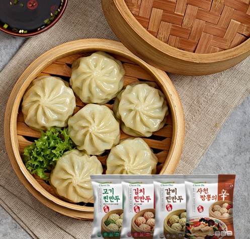 냉동만두 찐만두 4종 고기 김치 갈비 사천짬뽕 전자레인지 간편식 아침대용 168g x 5봉 - 상품 이미지
