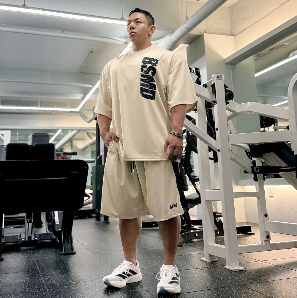 비스트모드 자이언트 오버핏 헬스 반팔 메쉬 쿨링 기능성 티셔츠 짐웨어 BSMD - 상세 이미지 3