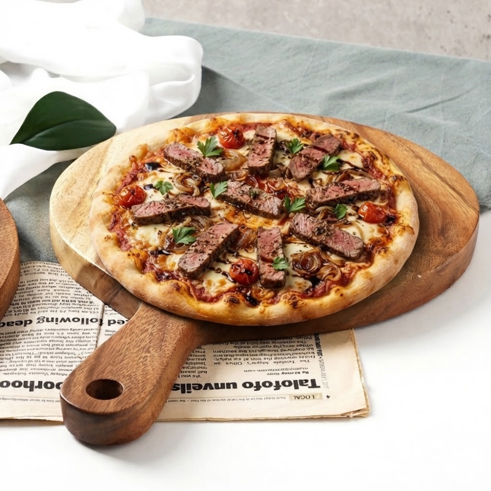 미뇽 원형 손잡이 빵도마 피자판 피자 서빙보드 플레이팅 도마 26.8cm, 1개 - 상세 이미지 3