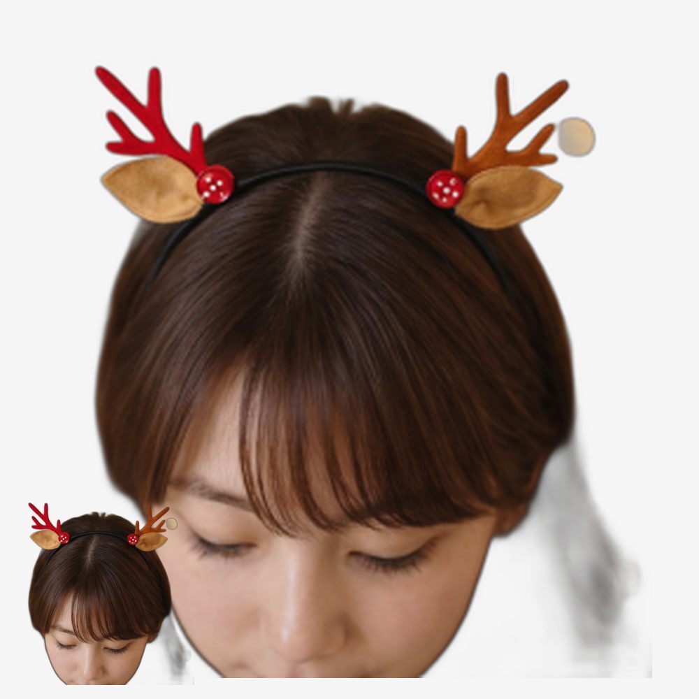 벨벳소재 루돌프머리띠 크리스마스머리띠 이벤트소품 연말파티룩 - 상품 이미지