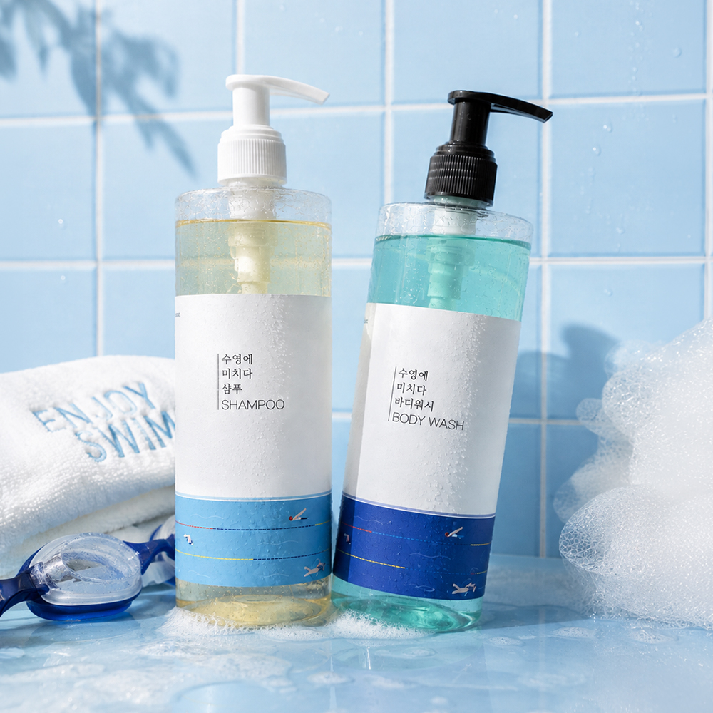 수영에 미치다 수영장 샴푸&바디워시 500ml - 수영샴푸 염소제거 샴푸(+미니어처 소분용기 제공) 상품 이미지