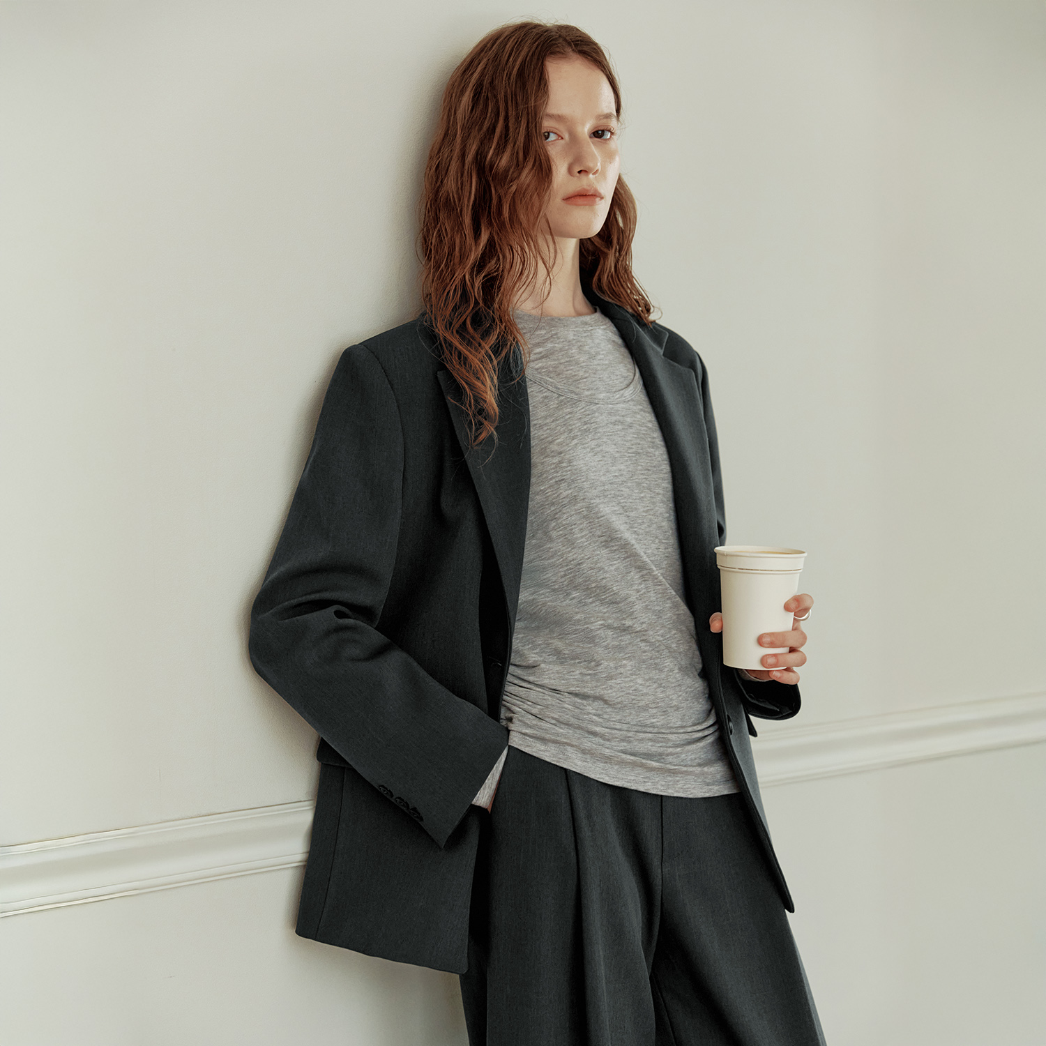 베이직 블레이저 자켓 BASIC BLAZER JACKET / CHARCOAL