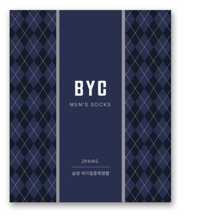 비와이씨 BYC 남성 아가일 중목양말 2매세트 sms1352 - 상세 이미지 2