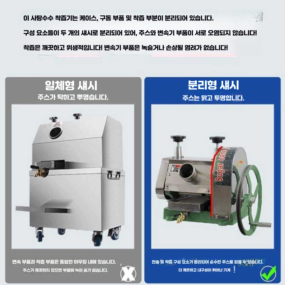 사탕수수 착즙기 원액 주스 야시장 노점 수동 쥬서기 250E 모델 - 상세 이미지 2